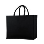 Blak - Wide Laminated Jute Bag (Black)