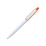 Zoku Plastic Pen with glossy white barrel and Orange colored clip and push-button