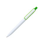 Zoku Plastic Pen with glossy white barrel and Green colored clip and push-button