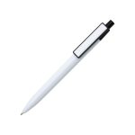 Zoku Plastic Pen with glossy white barrel and black colored clip and push-button