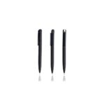 Kross Black metal pen with soft-touch coating, blue ink, and twist mechanism — premium engraved corporate gift pen.