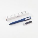 Premium Metal Pen Blue Rubber Finish - with 32 gb usb light up logo with White Box package