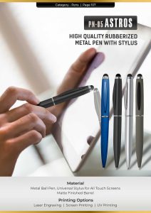 Rubberized Black Metal pen with Stylus