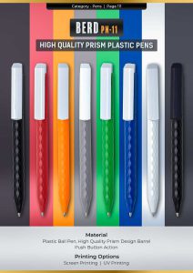 A stylish, affordable textured plastic pen available in vibrant colors Black, Red, Orange, Grey, Green, Blue, Full white and Full Black
