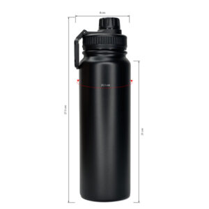 750ml double wall stainless steel bottle black matte powder-coated and white sublimation finish with handle and silicone design