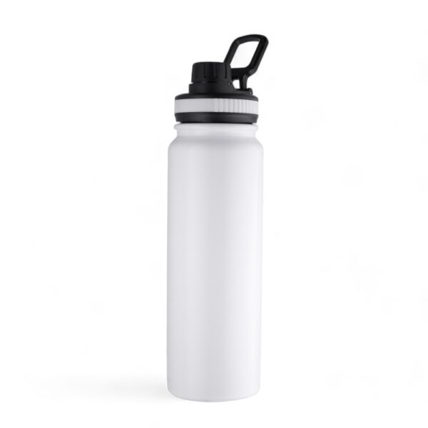 750ml double wall stainless steel bottle -white sublimation finish with handle and silicone design