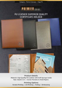 Certificate holder Custom printed PU leather Brown for A4 awards and diplomas