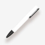 Ergonomic triangular twist metal pen with White Glossy Finish and 4-side logo printing