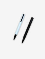 Ergonomic triangular twist metal pen with matte black and Four-side logo printing