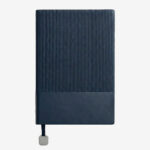 Blue - Flexible A5 soft cover PU notebook with ribbon Metal Plate bookmark