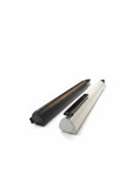 Ergonomic triangular twist metal pen with matte black and glossy white finish and 4-side logo printing
