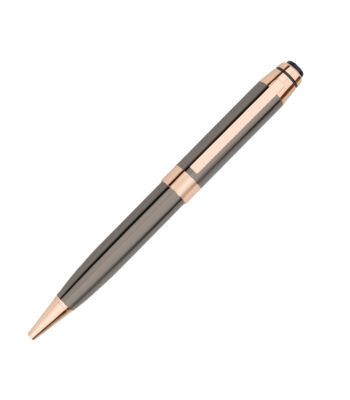 Exclusive Signature Edition glossy Grey gun metal pen with Rose Gold chrome accents for executive gifting and custom corporate branding.