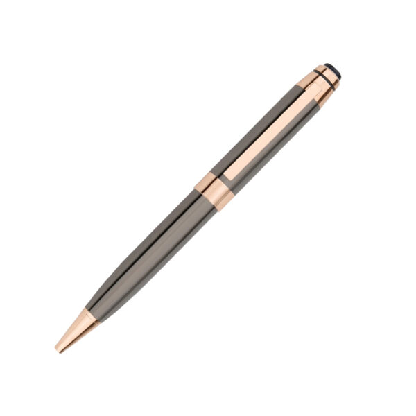 Exclusive Signature Edition glossy Grey gun metal pen with Rose Gold chrome accents for executive gifting and custom corporate branding.
