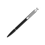 Premium matte black metal push-button pen with chrome accents for corporate gifting and custom branding