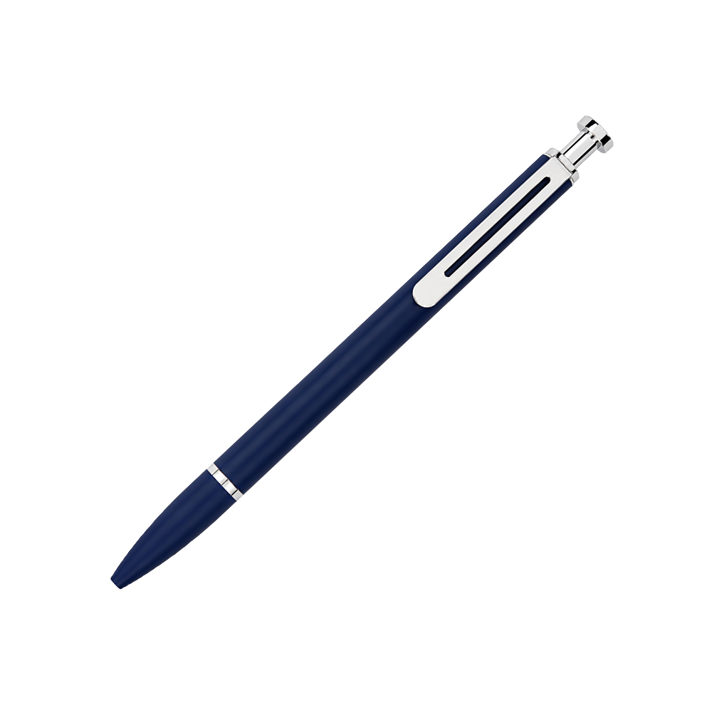PN-22-BL F Premium matte blue metal push-button pen with chrome accents for corporate gifting and custom branding